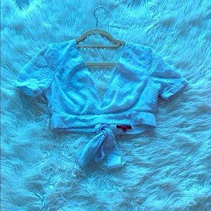 White lace crop top